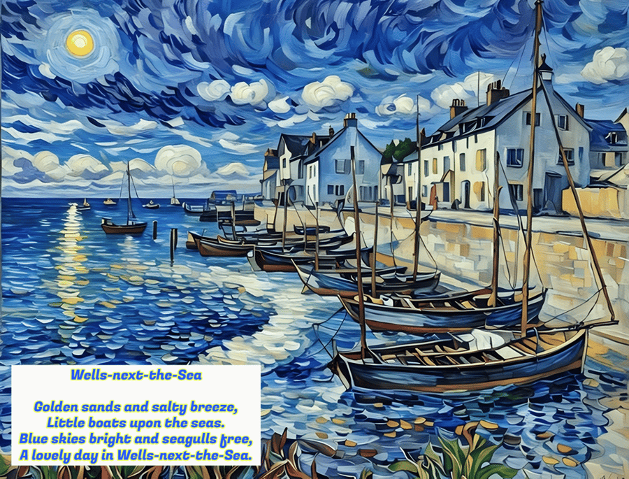 Wells-Next-The- Sea Poem Card A5 Starry Night 