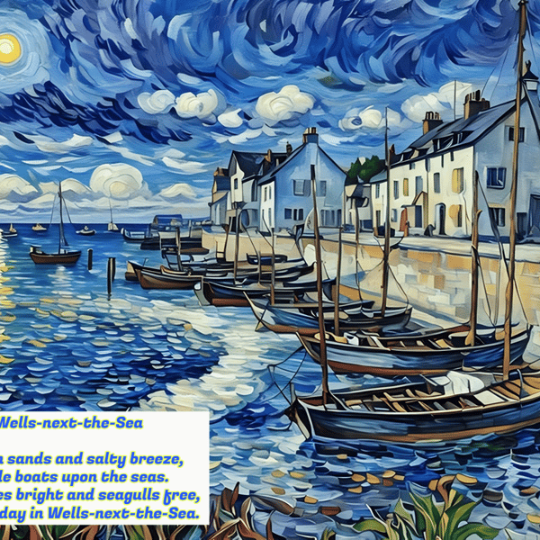 Wells-Next-The- Sea Poem Card A5 Starry Night 