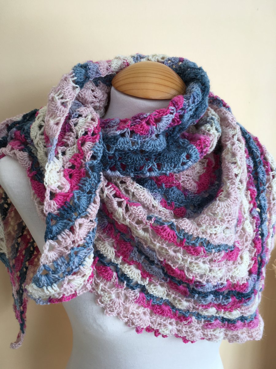 Peonies and Sweet Peas Handmade Spring Shawl