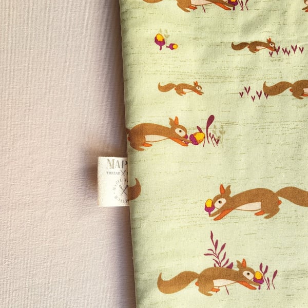 Handmade Sustainable Green Squirrel Baby Quilt Blanket