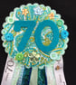 Birthday badge-Rosette Personalised - Floral theme - 70th- female