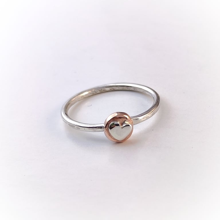 Silver ring with heart