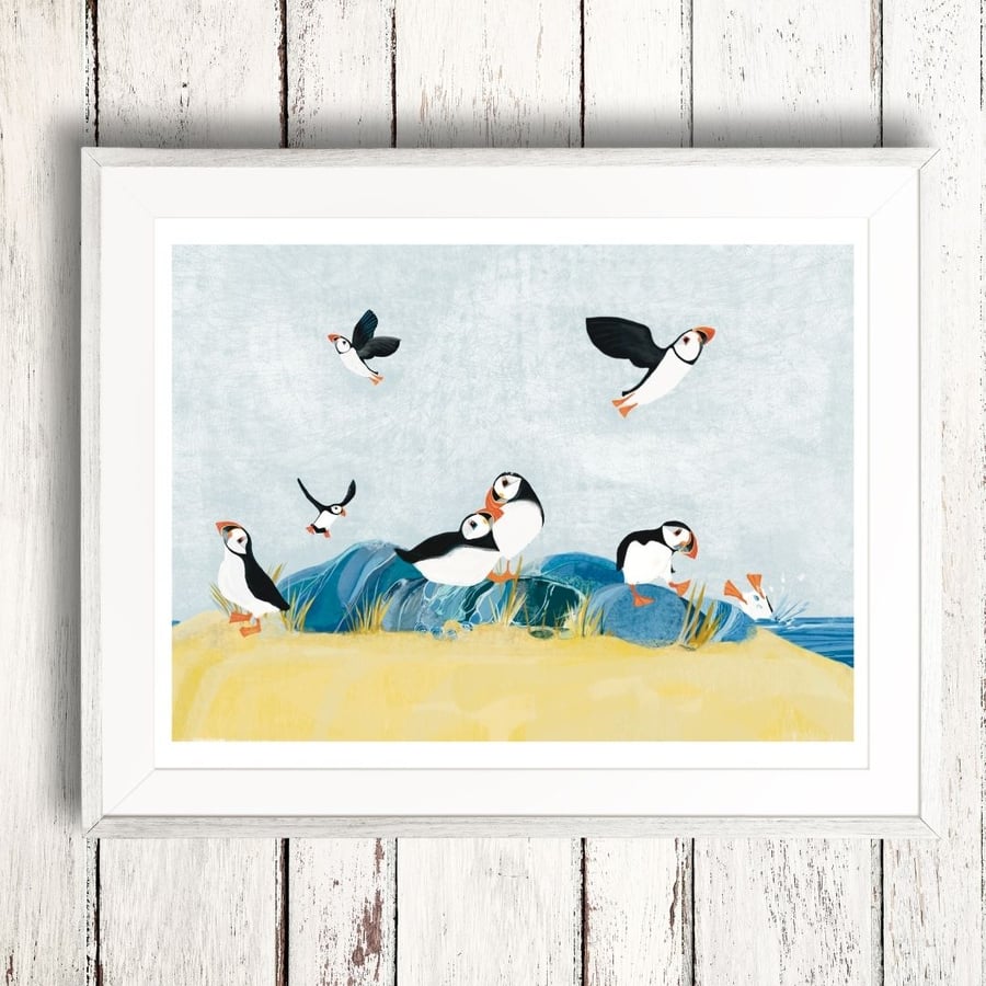 Puffin Coastal Art Bird Print 
