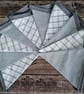 Silver Grey Checked Metallic Double sided fabric bunting