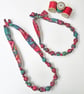 Pink, Green, Blue & Black Liberty Parrot Print Fabric Necklace - Sonny James - Image 3