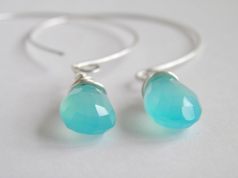 Aqua Blue Chalcedony Earrings