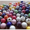 10 x Pearlized Porcelain Beads - Round - 10mm - Mixed Colour 