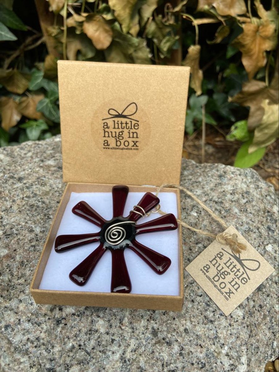 A little hug in a box Mauve glass flower gift