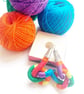 Rainbow statement earrings handcrafted with cotton yarn, Free Delivery - Image 7
