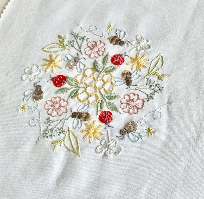 Spring Bee Mandala Embroidery Kit