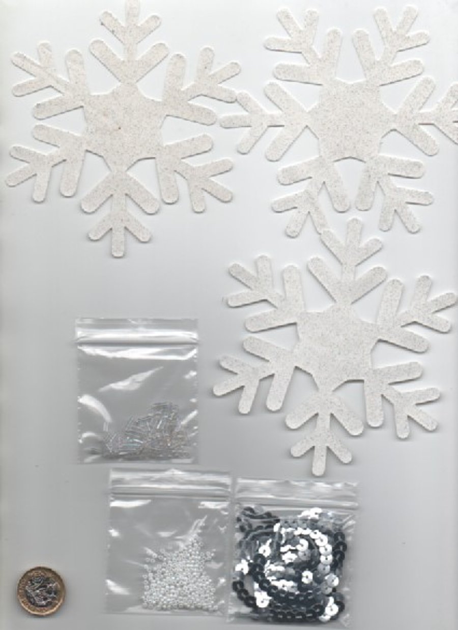 ChrissieCraft embellished die-cut SNOWFLAKES applique KIT