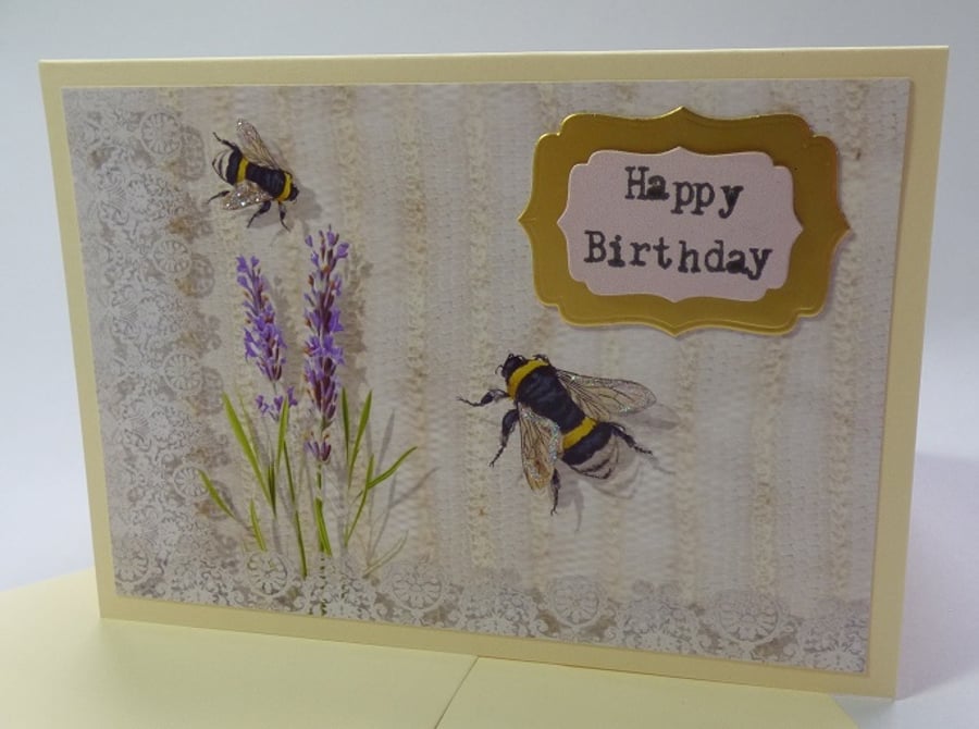 Bee themed birthday card  Buy 2 cards and get 3rd card(of my choice) free.