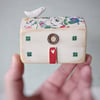 Little Handmade Wooden Coastal House with Clay Bird