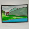 Stained glass Scottish mountain bothy landscape,  Copperfoil and lead. 