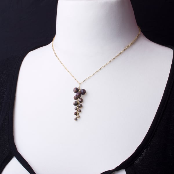  Agate Cascade necklace - leopard skin agate gold cluster necklace