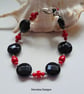 Designer Bamboo Coral & Faceted Black Onyx Sterling Silver Bracelet - Image 5