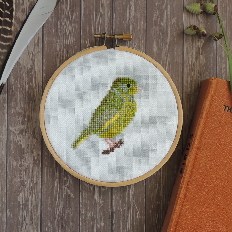 Cross stitch bird pattern - Greenfinch - PDF printable - cross stitch chart PDF