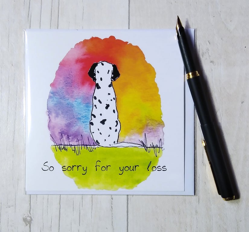 Dalmatian sympathy card. Pet loss card. Dog loss card