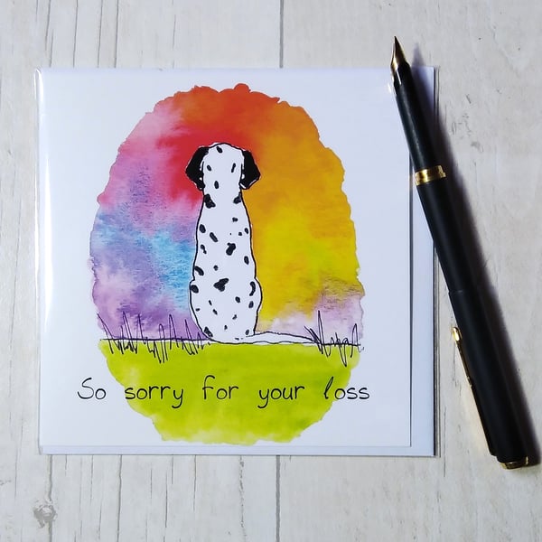 Dalmatian sympathy card. Pet loss card. Dog loss card