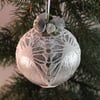Christmas bauble silver and white vintage style, X4