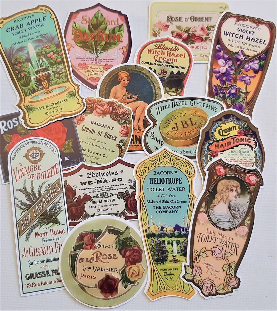 Vintage labels die cuts, card topper embellishments