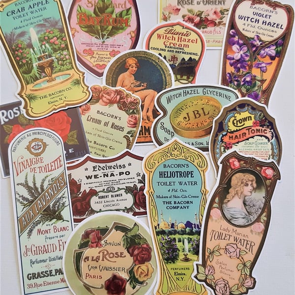 Vintage labels die cuts, card topper embellishments