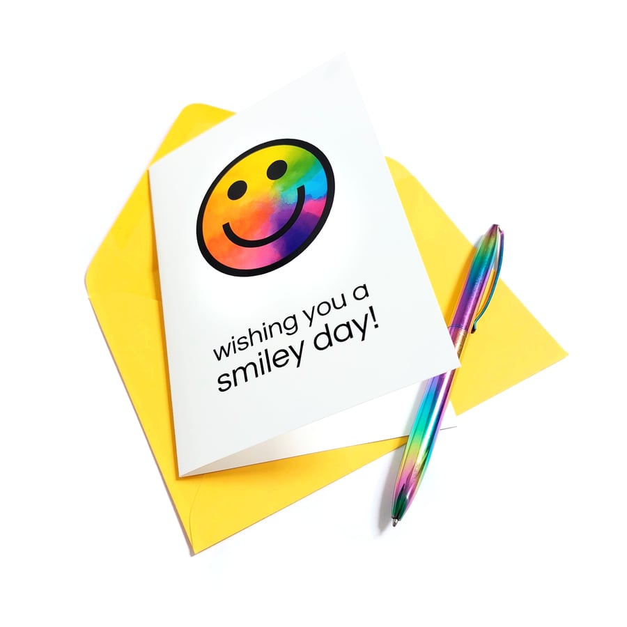 Rainbow Smiley Face Blank Card