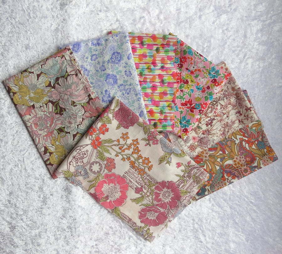 Liberty Tana Lawn, fabric bundle, Liberty remnants, 7 pieces