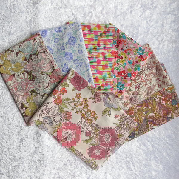 Liberty Tana Lawn, fabric bundle, Liberty remnants, 7 pieces