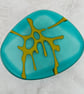 Large Glass Dish in Teal Green with Seaweed Motif - Image 2