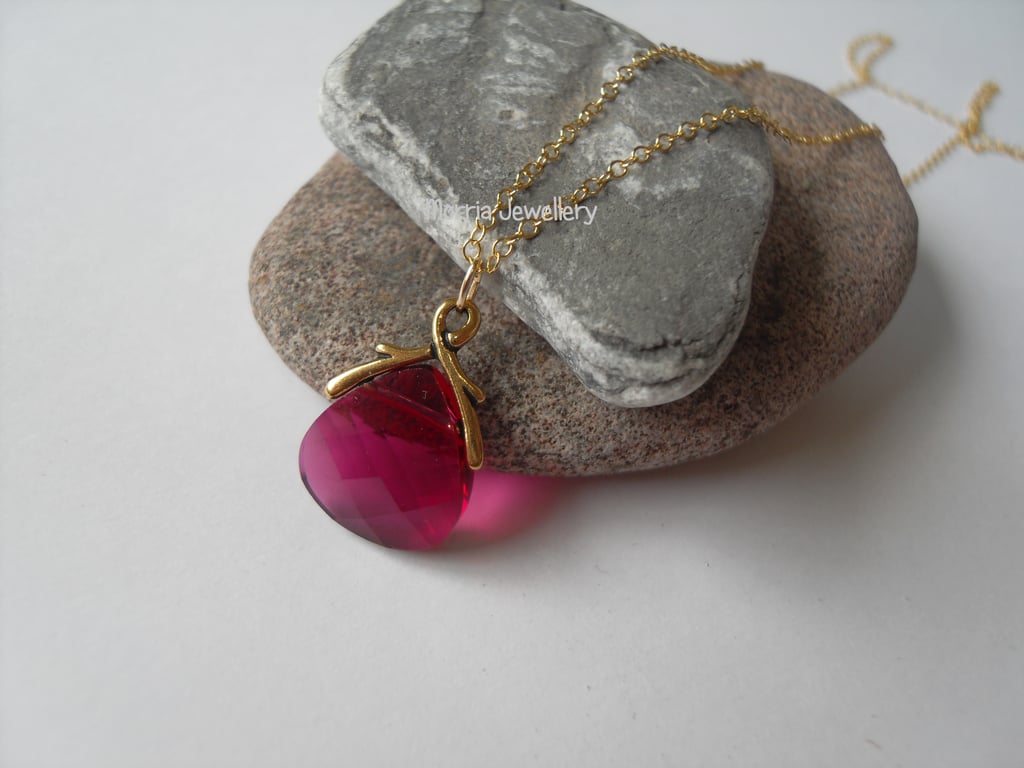 Crystal Pendant on Goldfill Chain