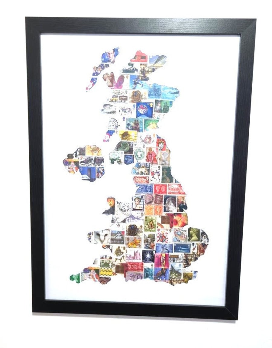 Great Britain stamps collage frame