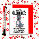 Staffordshire Bull Terrier Valentine’s Card – Love As Big As A Staffy Smile