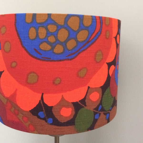 Scandi Groovy EKERO 35cm w Lampshade 60s 70s BORAS Orange Blue vintage fabric 