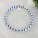 Sterling Silver Sapphire Crystal Stretch Bracelet 925