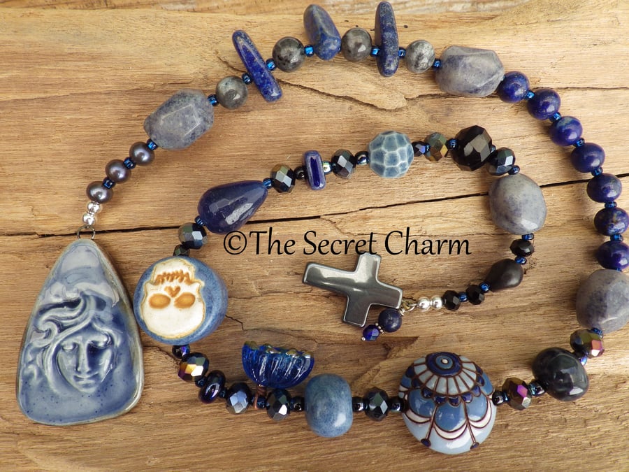Goddess Hecate Hekate Sterling Silver Rosary Prayer Beads, Meditation Mala OOAK