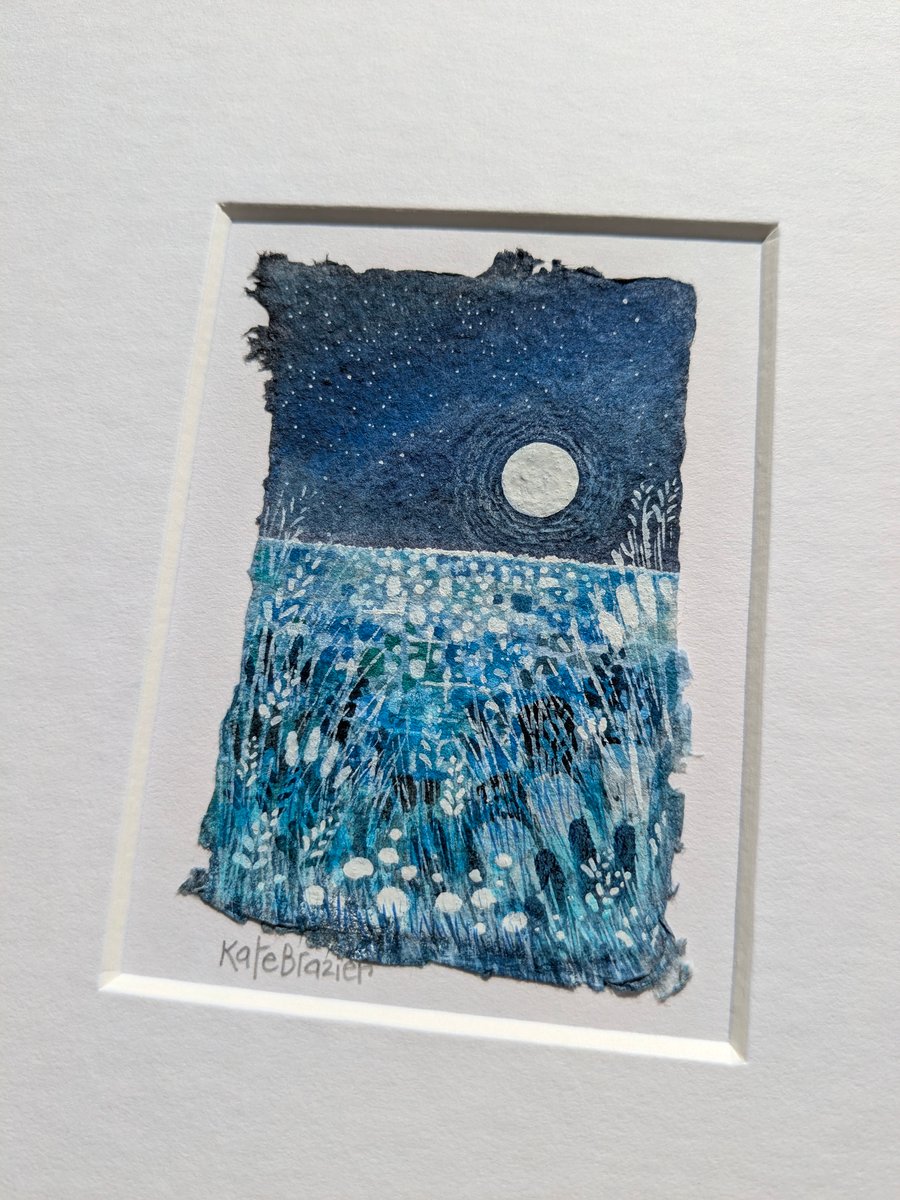 On Calmer Waters - Original miniature. A5 Mounted