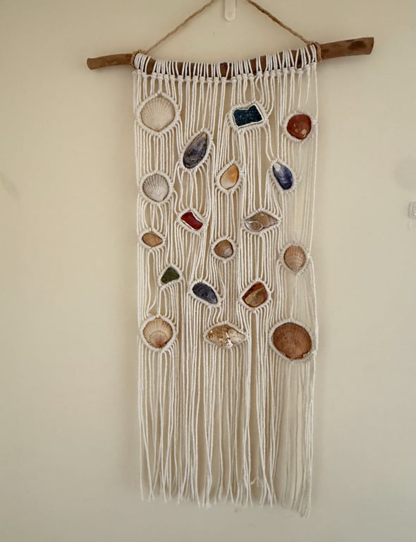 Seashell Summer Coastal Macrame Wall Hanging inc Free UK delivery