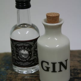 Small porcelain bottle with gin wording