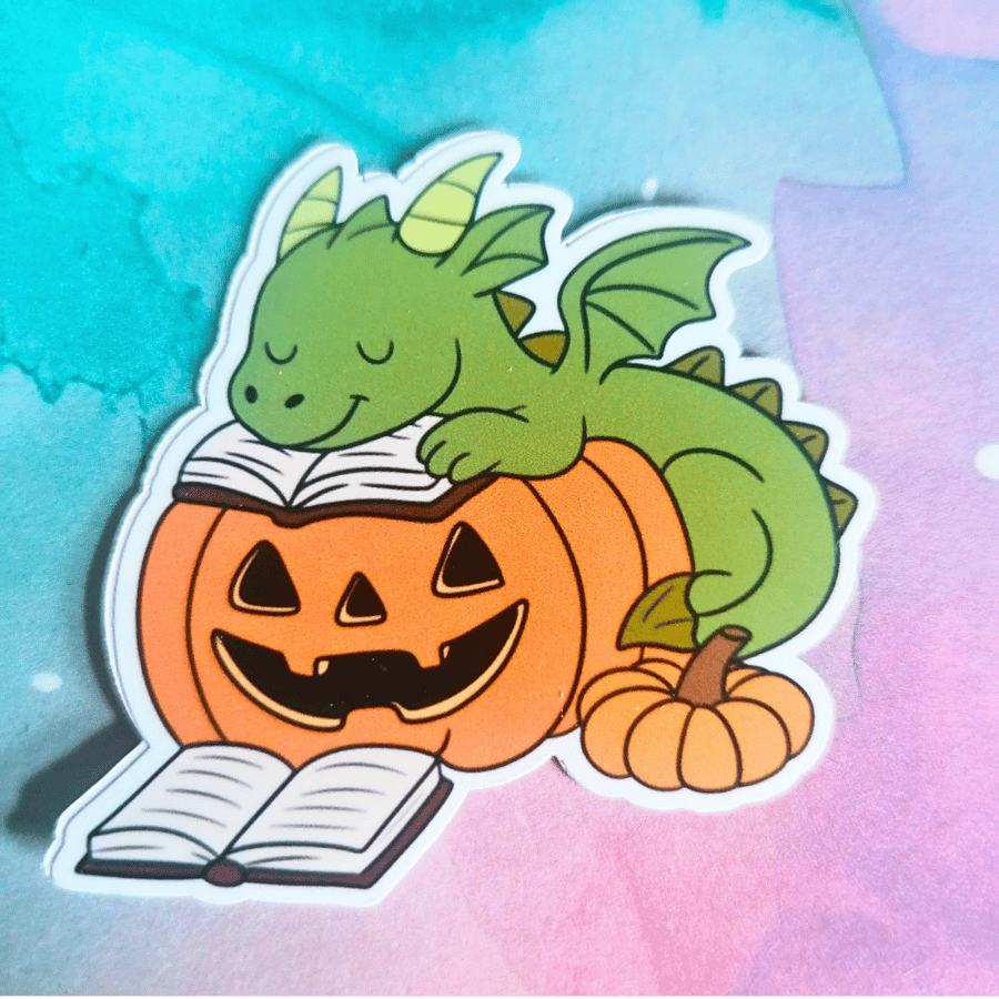 The Book Dragon - Autumn Vinyl Sticker