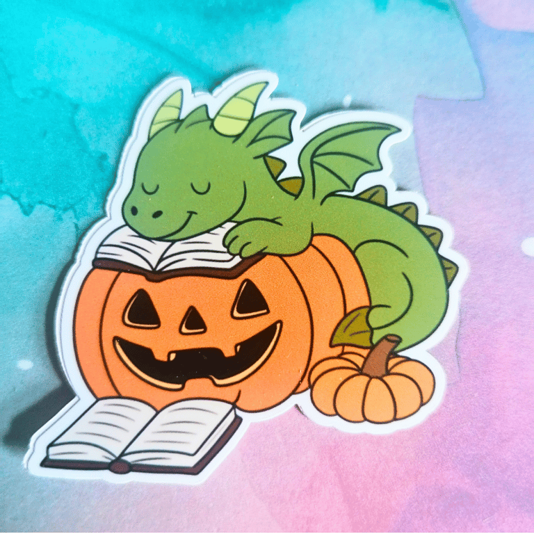 The Book Dragon - Autumn Vinyl Sticker