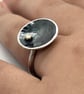 Black Moon Ring, statement ring, mixed metals ring, cup ring, black & gold rin - Image 8
