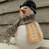 Handmade One of a Kind Primitive Snowman Decoration Free Standing
