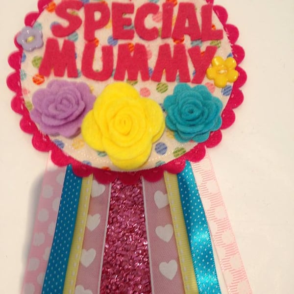 Special Mum badge-Rosette Personalised - best Mum