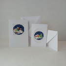 Set of 2 Cross Stitch Christmas Cards, Snowman and Winter Scene
