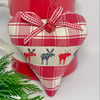 CHRISTMAS SCANDI MOOSE HEART - red windowpane checks