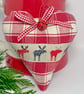 CHRISTMAS SCANDI MOOSE HEART - red windowpane checks - Image 1