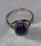 Lapis Lazuli & Sterling Silver Gallery Wire Set Adjustable Ring