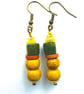 Yellow Orange And Green Beaded Boho Style Drop Earrings