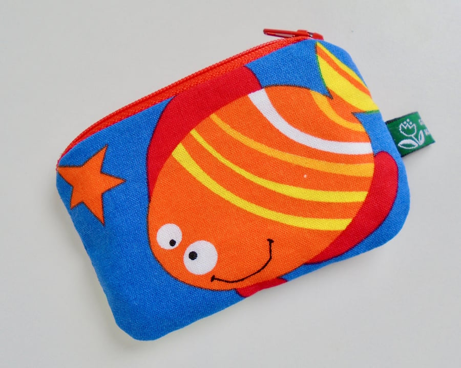  Clearance - Kids  cotton Coin Purse -  Funky Fish Purse 